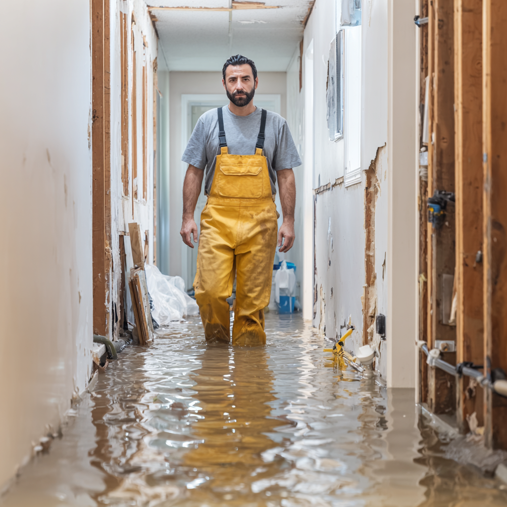 Emergency water damage response team arriving at property